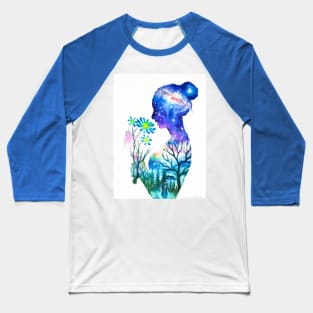 Girl with blue flower Baseball T-Shirt